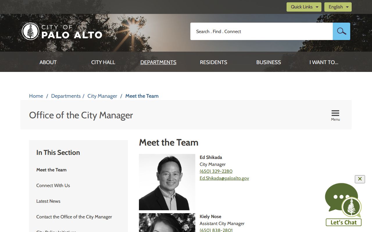 Palo Alto people directories City Manager staff listing