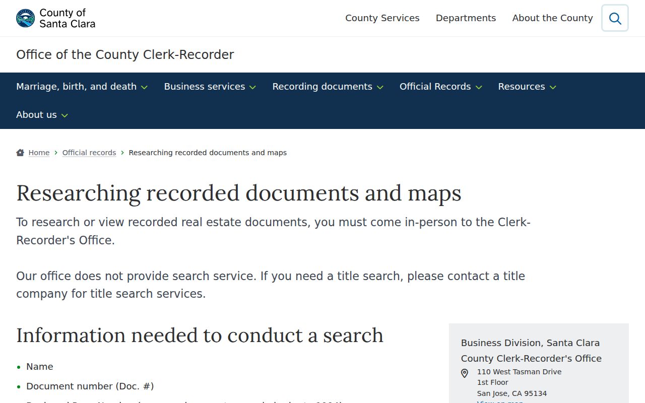 Palo Alto public records recorder research and access instructions